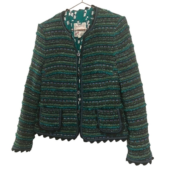 Madison Common green sparkly tweed jacket. Size 42 - Picture 1 of 13